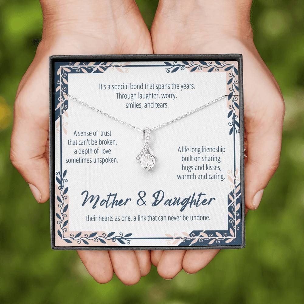 Mother And Daughter Their Heart As One Gift For Mom 14K White Gold Alluring Beauty Necklace