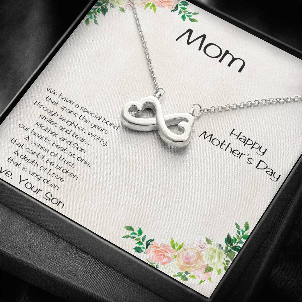 Mother And Son Our Hearts Beat As One Infinity Heart Necklace Gift For Mom