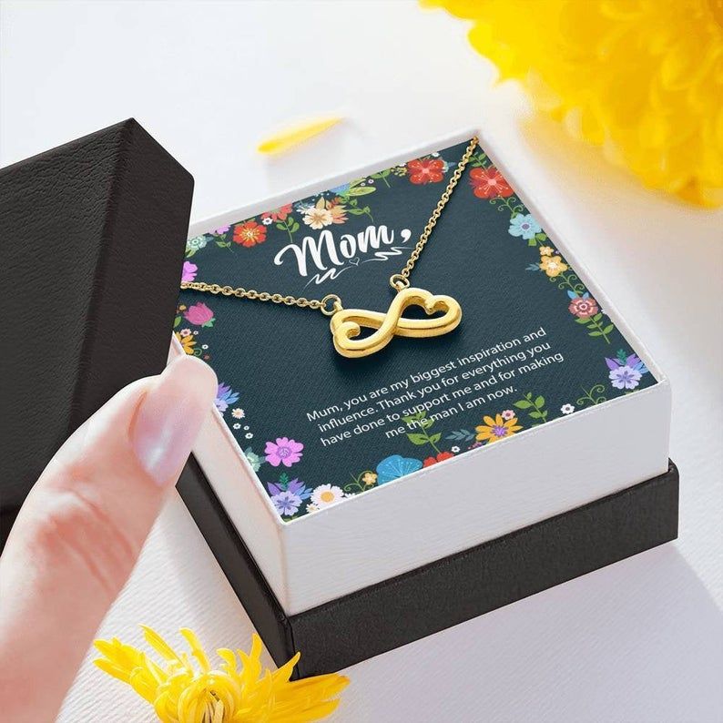 mother birthday gifts, birthday gift ideas for mom from daughter, infinity heart necklace with meaningful for mom birthday