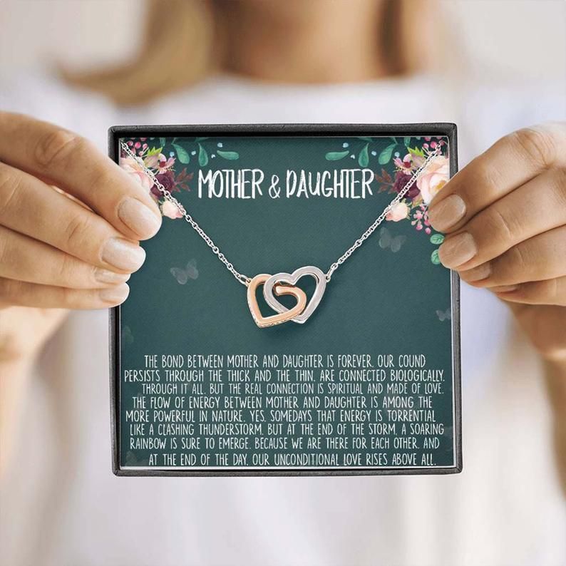 Mother Daughter Gift Necklace Mother’s Day Gift, Gifts for Mom, Mom Interlocking Hearts Necklace
