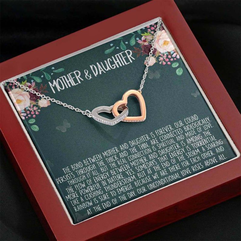 Mother Daughter Gift Necklace Mother’s Day Gift, Gifts for Mom, Mom Interlocking Hearts Necklace
