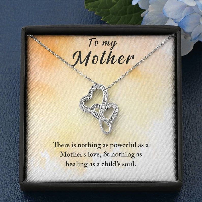 Mother Daughter Necklace Mom Gift, Mom Gift from Daughter, Mom Birthday Gift, Gift for Mom, Mother Double Heart Necklace Valentine Gifts