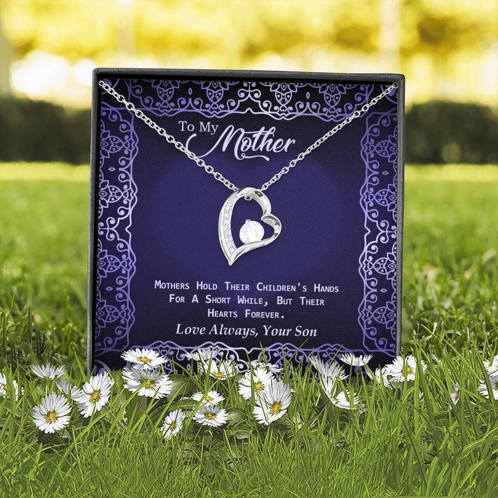 Mother Hold Their Children’s Heart Forever 14K White Gold Forever Love Necklace Gift For Mom