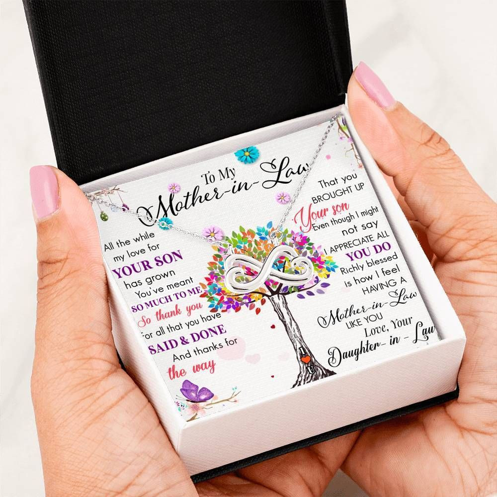 Mother In Law Colorful Tree Infinity Heart Necklace Gift For Mother In Law