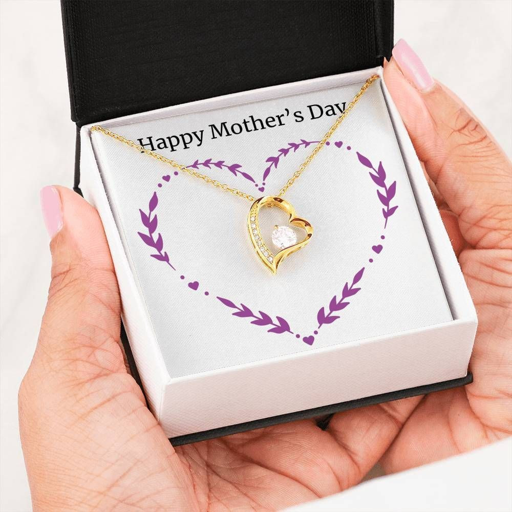 Mother’s Day Gift For Mom 18k Gold Forever Love Necklace Purple Heart