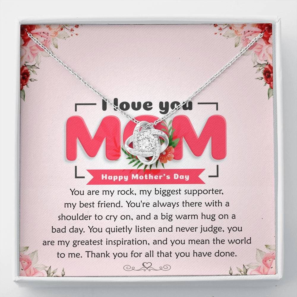 Mother’s Day Gift For Mom Love Knot Necklace Message Card You Are My Rock