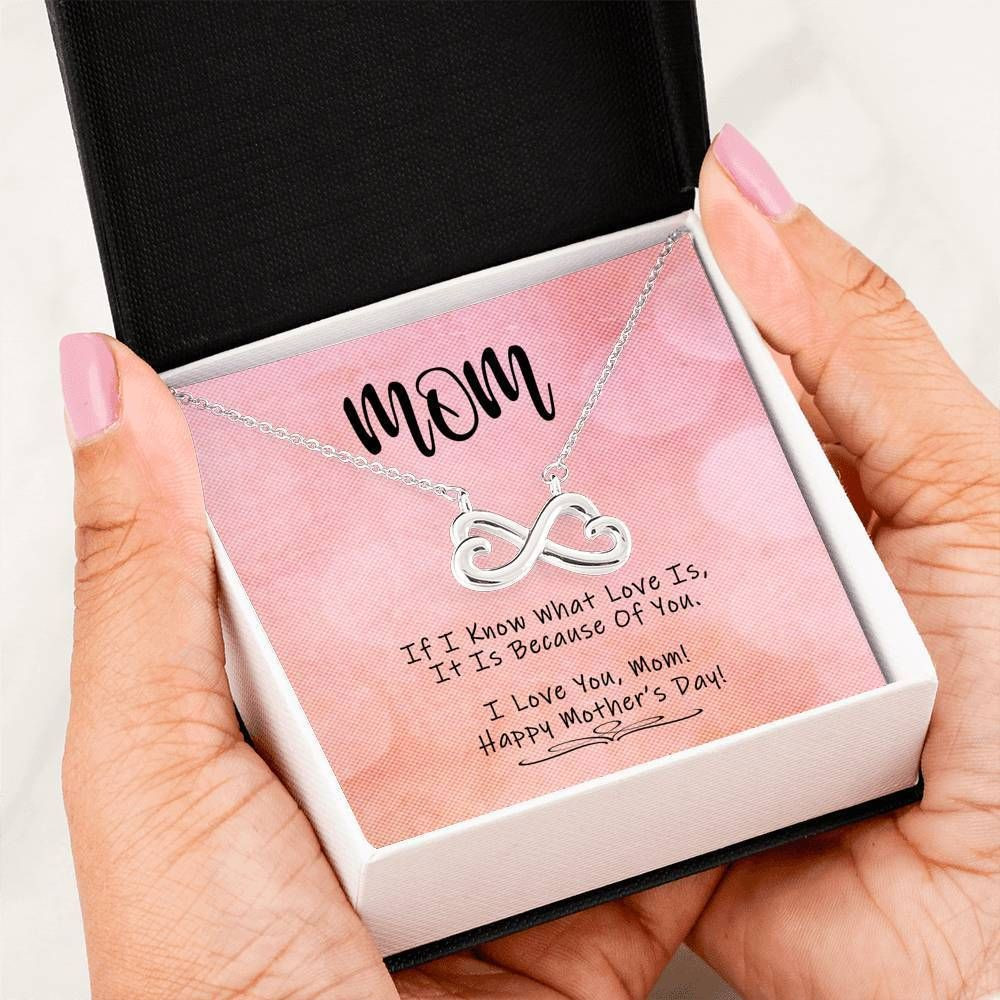 Mother’s Day Gift For Mom Silver Infinity Heart Necklace I Love You
