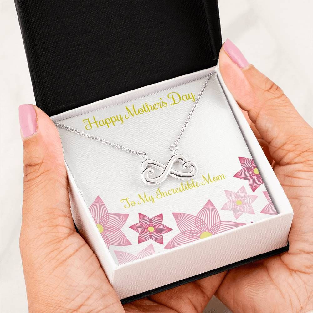 Mother’s Day Gift For Mom Silver Infinity Hearts Necklace