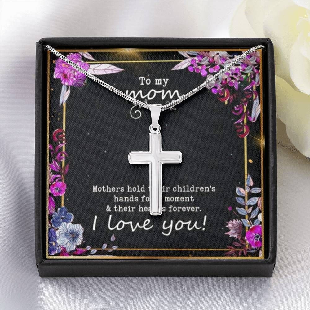 Mothers Hold Their Children’s Hands Cross Necklace Gift For Mom