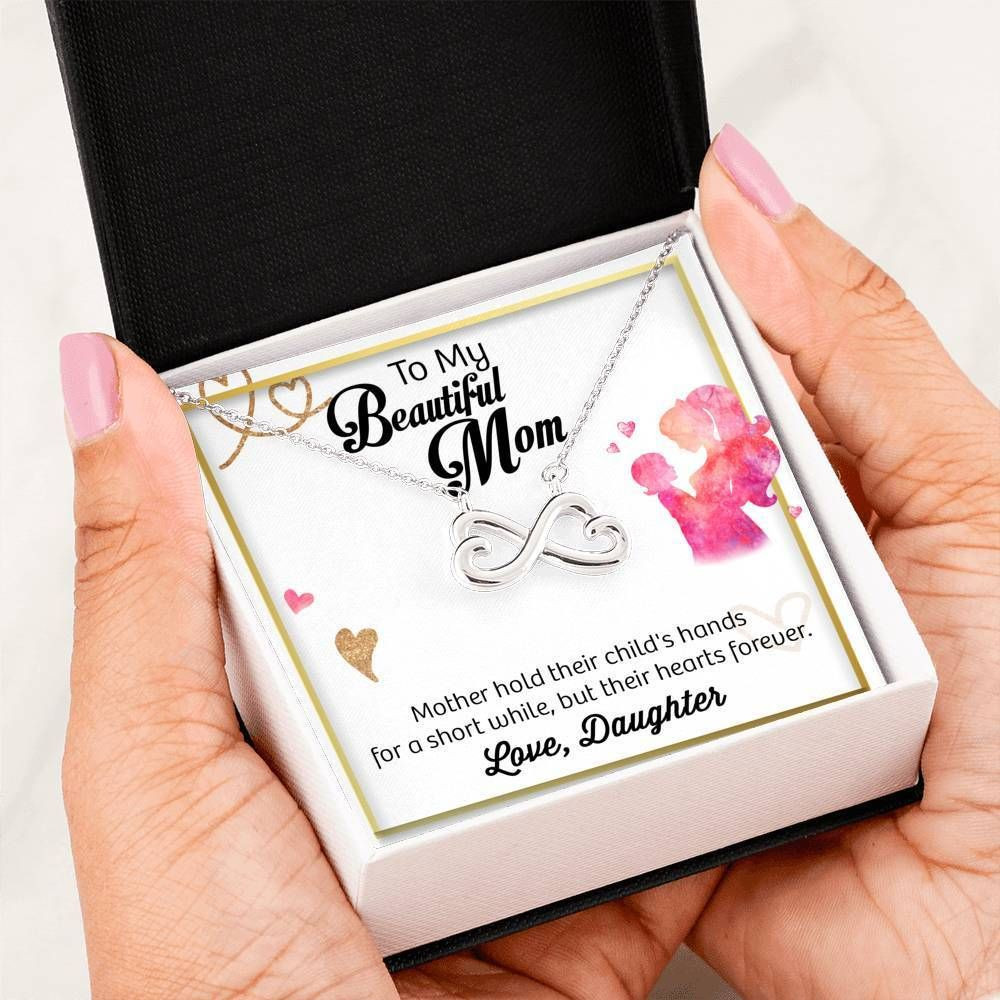 Mothers Hold Their Child’s Heart Forever Infinity Heart Necklace For Mom