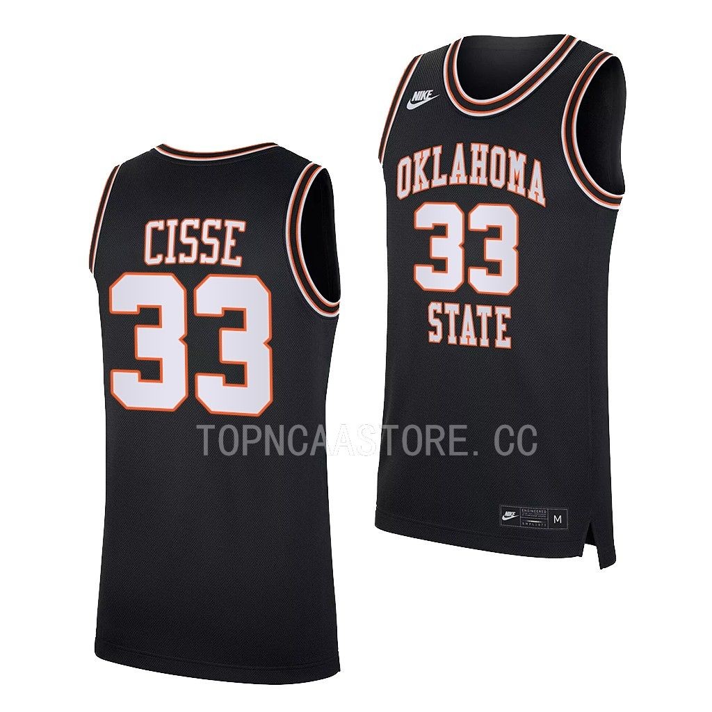 Moussa Cisse Oklahoma State Cowboys #33 Black Retro Jersey 2022-23