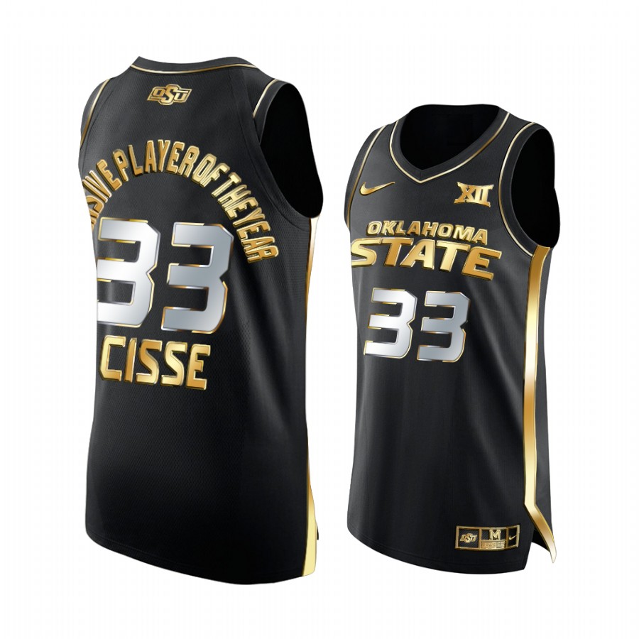 Moussa Cisse Oklahoma State Cowboys Black Jersey Defensive Player of the Year 2022 Golden Big 12