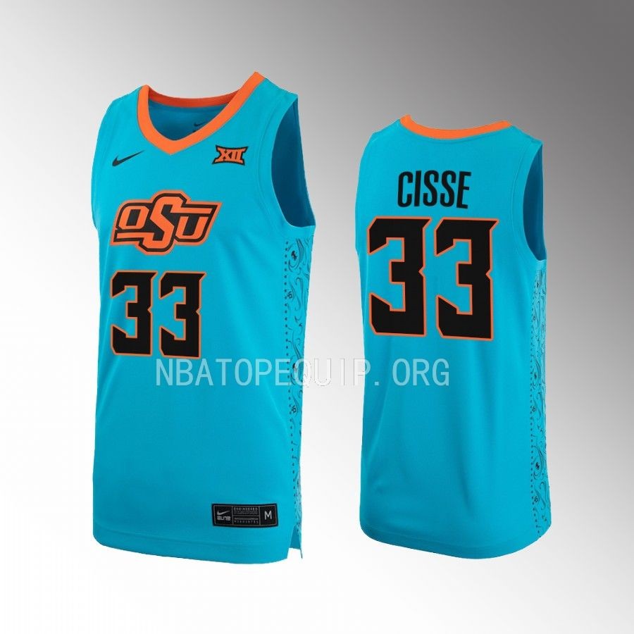 Moussa Cisse OSU Cowboys Turquoise Jersey 2022-23 Alternate
