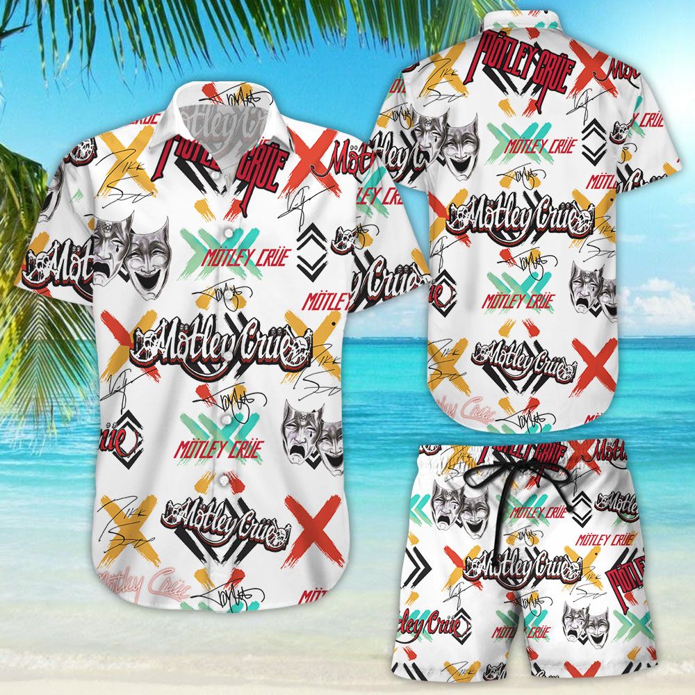 Mtley Cre band Hawaiian 3D shirt dnstyles