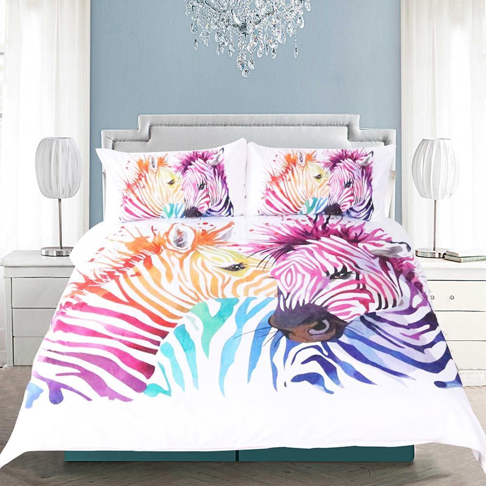 Multi Colored Afari Zebras Art Hop 3D Customized Duvet Cover Bedding Set