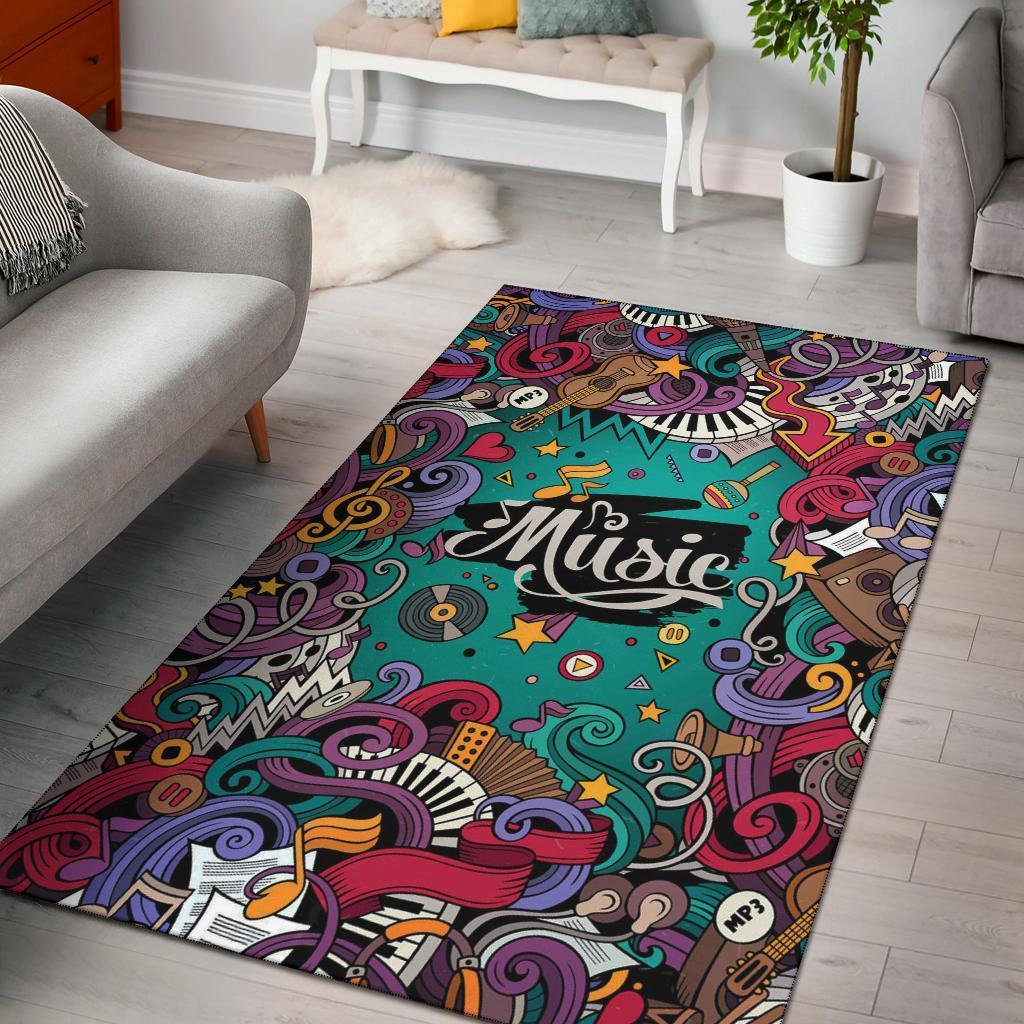 Music Art Area Rectangle Rug