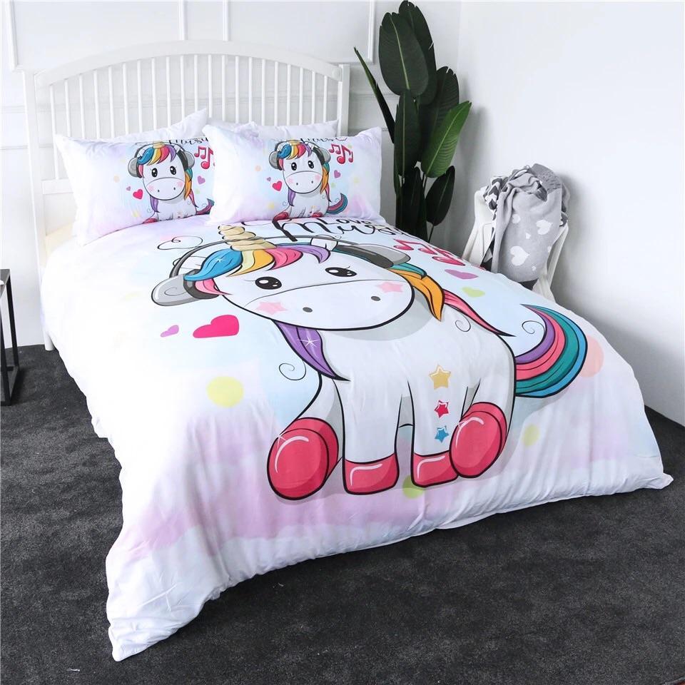 Music Loving Unicorn 3D Customized Duvet Cover Bedding Set