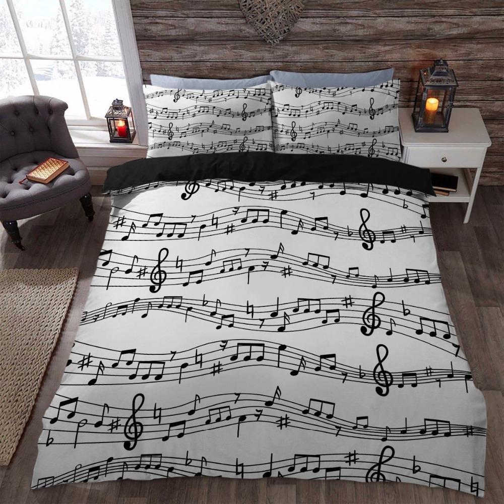 Music Note Printed 3D Customized Duvet Cover Bedding Set