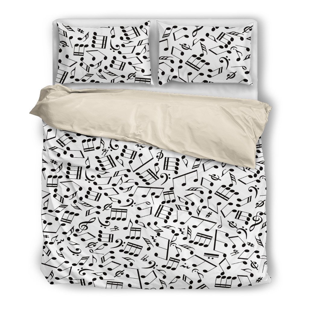 Music Notes Beige 3D Customized Duvet Cover Bedding Set