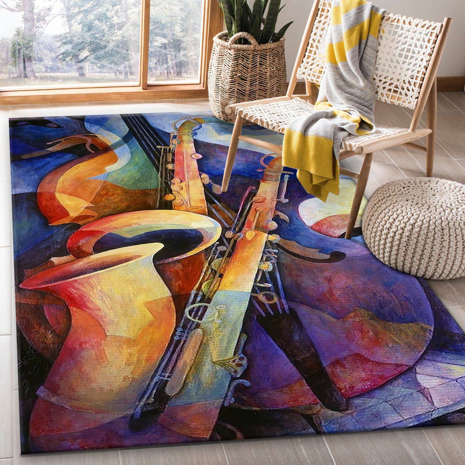 Musical Instrument Rectangle Rug – Custom Size And Printing