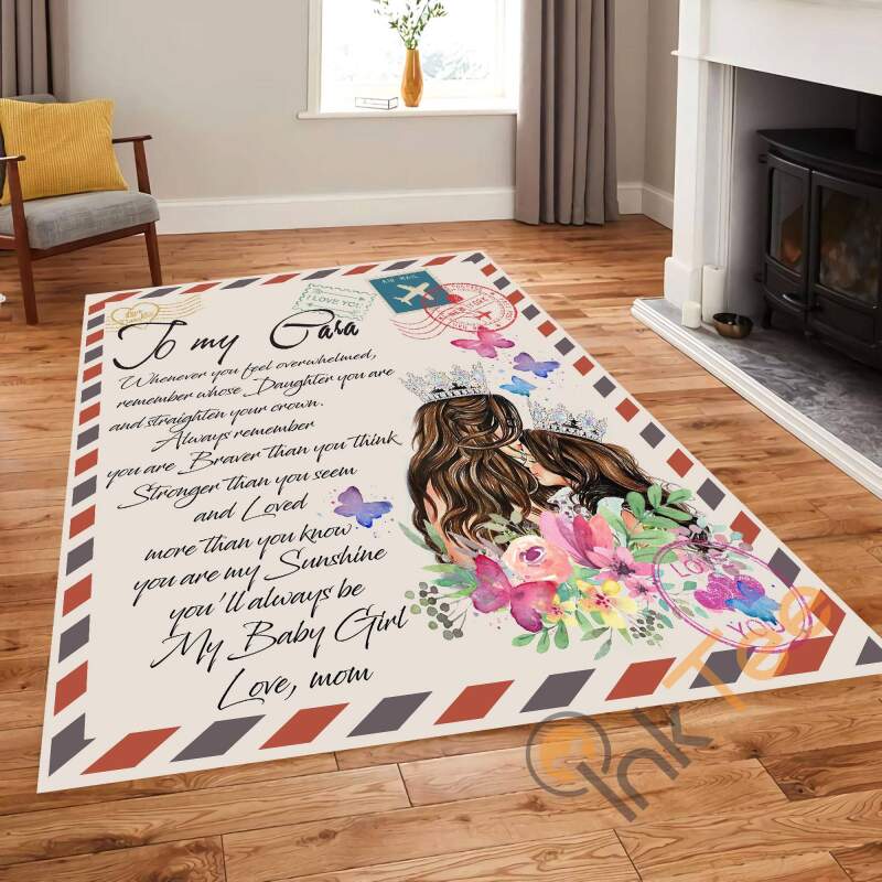 My Baby Girl Customized To Daughter Mom’s Letter Personalized Gift Living Room Outdoor Carpet Rectangle Rug