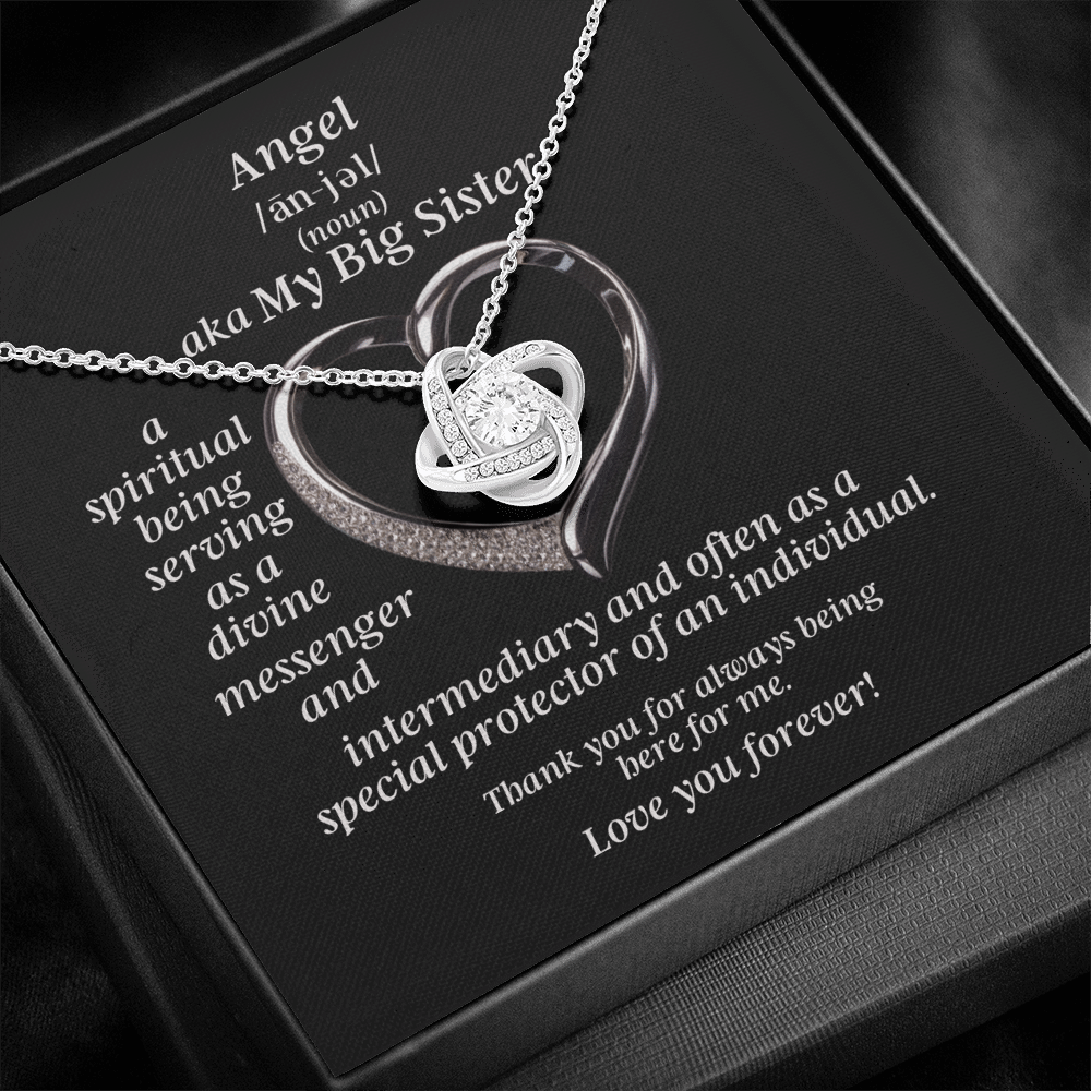 My Big Sister Angel Love Knot Necklace With Heart