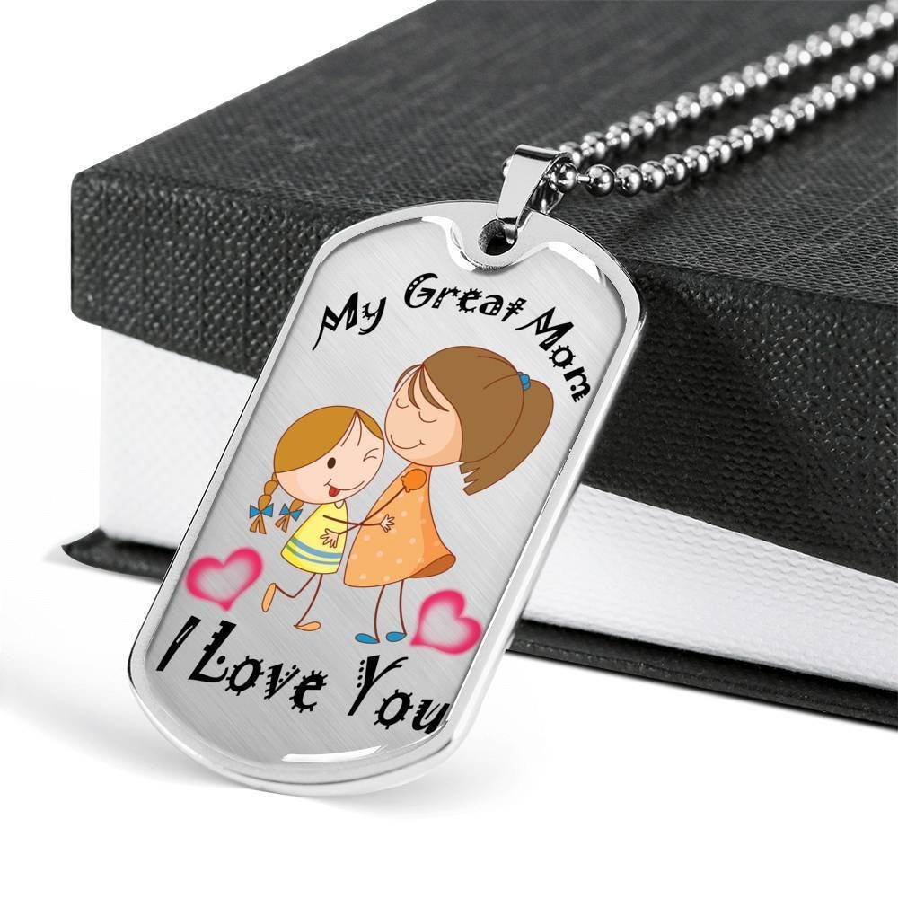 My Great Mom I Love You Dog Tag Necklace For Mom