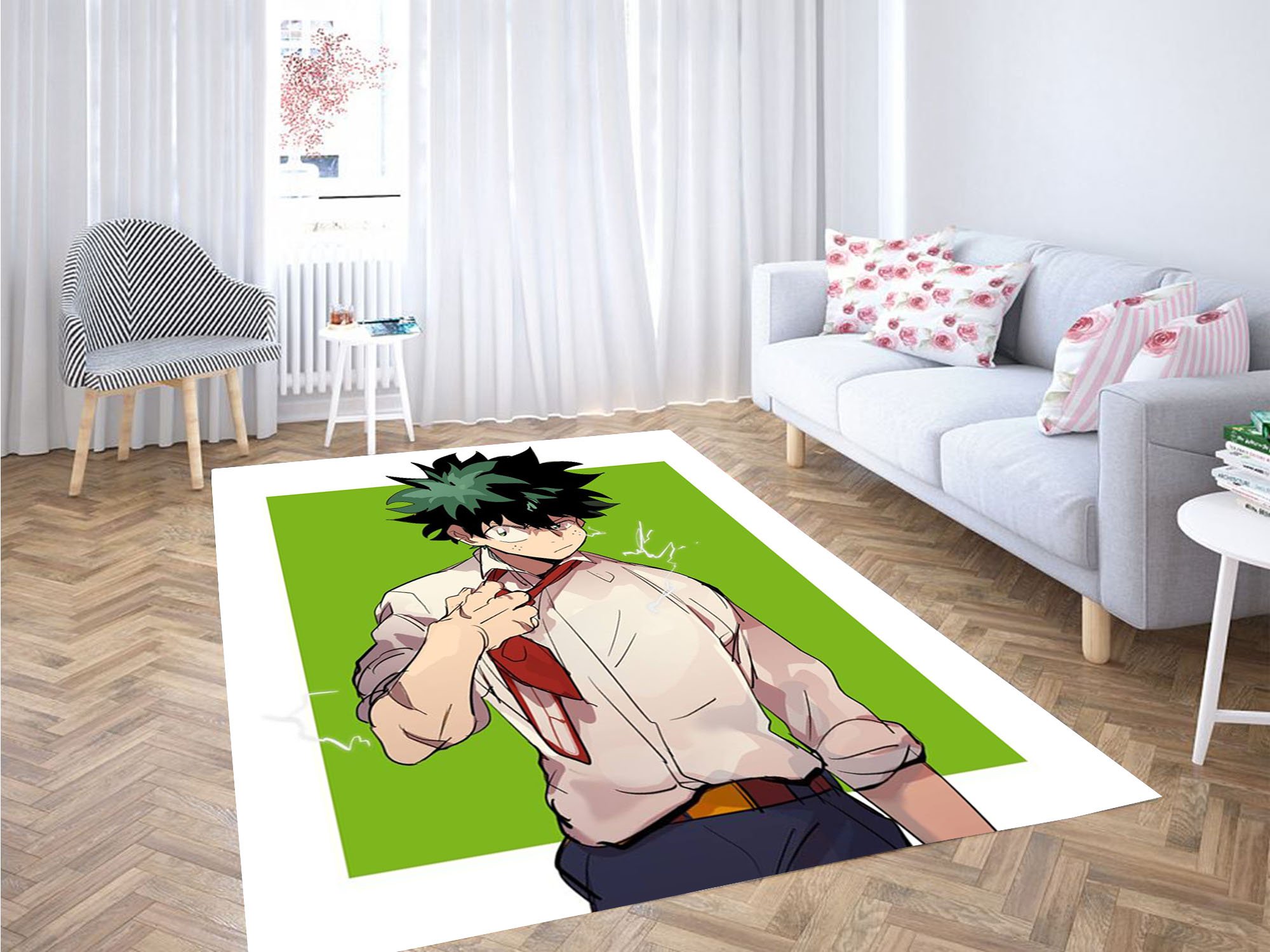 My Hero Academia Izuku Green Carpet Rectangle Rug