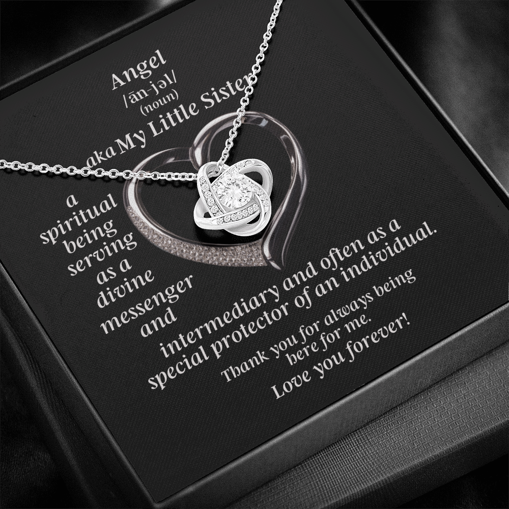My Little Sister Angel Love Knot Necklace With Heart