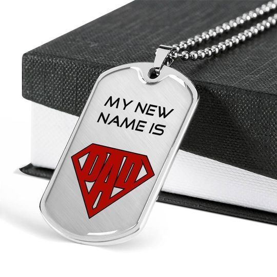 My New Name Is Dad Dog Tag Necklace Gift For Daddy