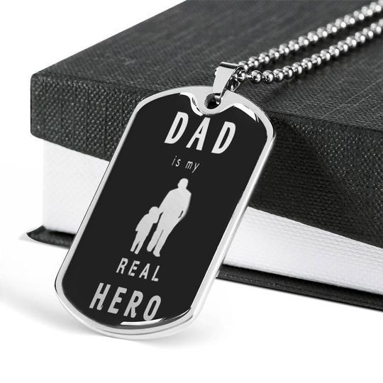 My Real Hero Dog Tag Necklace Gift For Daddy