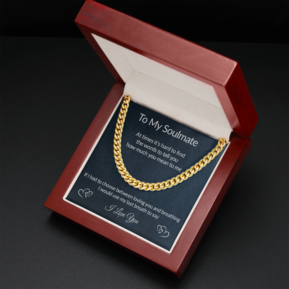 My Soulmate Necklace, Perfect Gift for Idea, Birthday Gift, Anniversary Gift, Necklace for Husband, Boyfriend, Cuban Link Chain Necklace