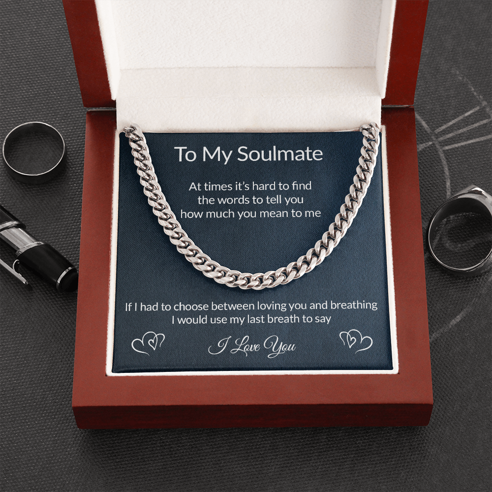 My Soulmate Necklace, Perfect Gift for Idea, Birthday Gift, Anniversary Gift, Necklace for Husband, Boyfriend, Cuban Link Chain Necklace