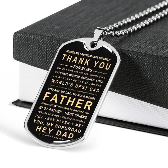 My Superdad Dog Tag Necklace Gift For Daddy