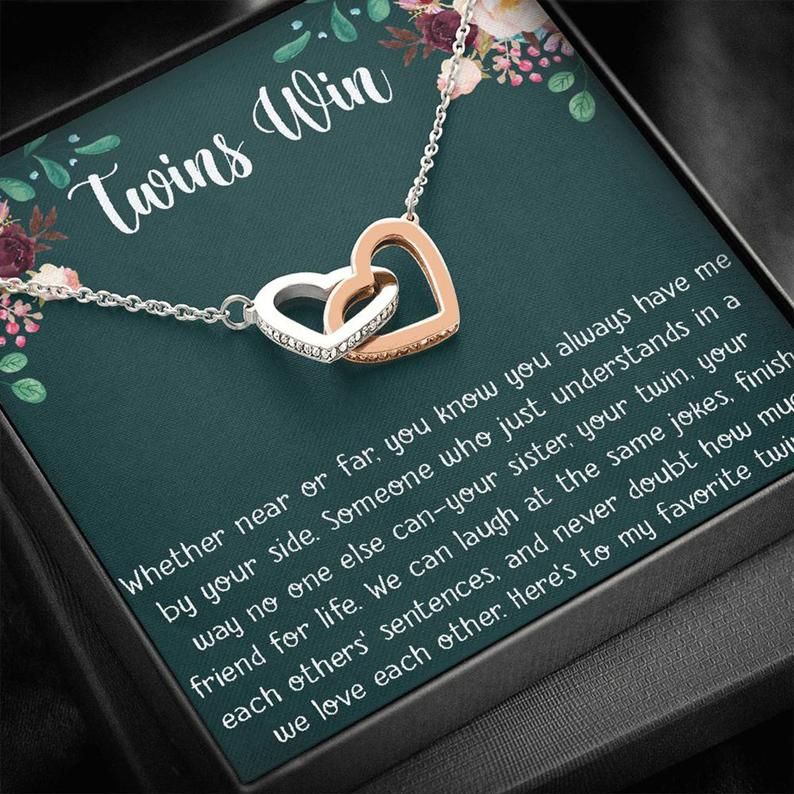 My Twin Interlocking Hearts Necklace – Perfect gift for your twin sister, twin girl, show your twin love with the best present