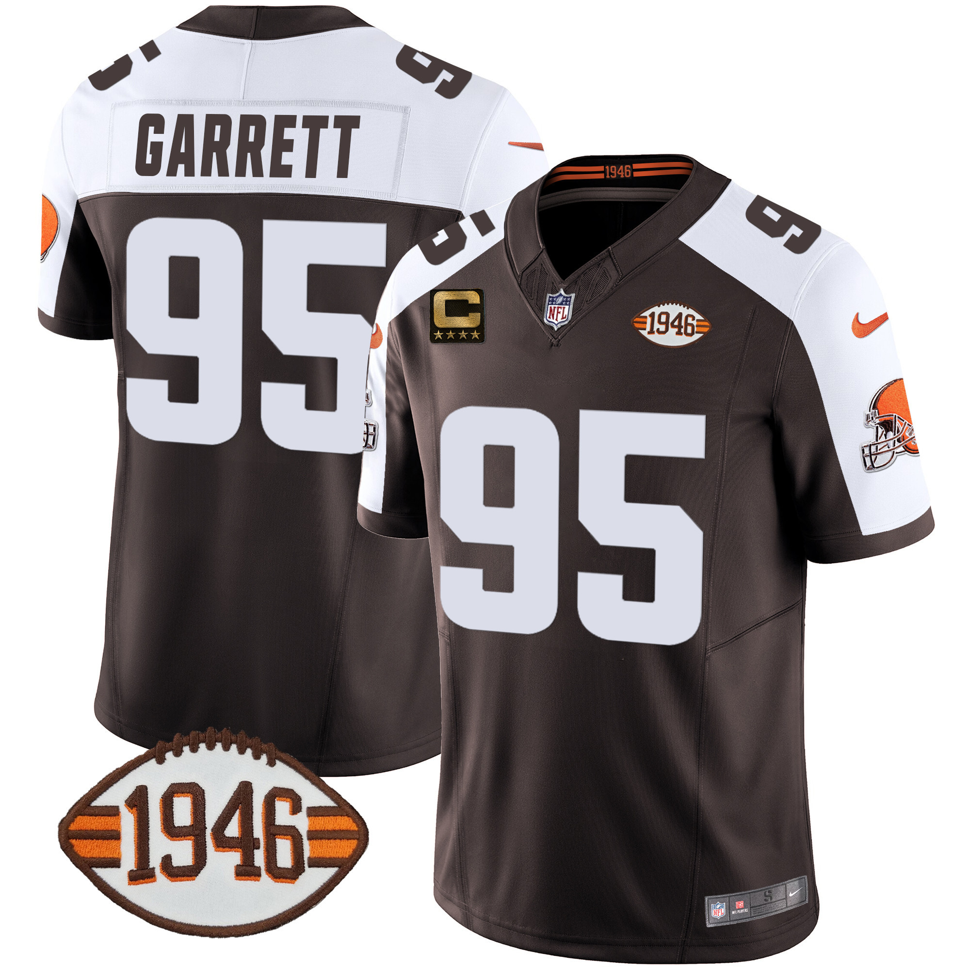Myles Garrett Men's Cleveland Browns 1946 75th Anniversary Patch Alternate Jersey - All Stitched