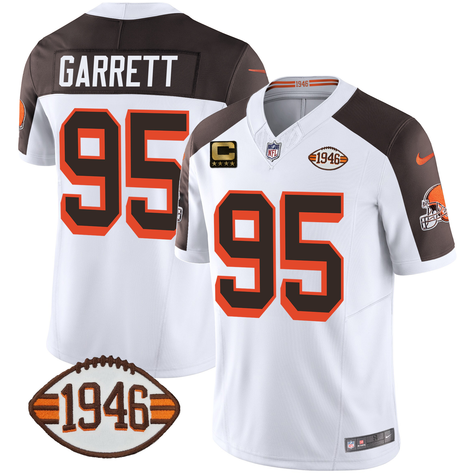 Myles Garrett Men's Cleveland Browns 1946 75th Anniversary Patch Inverted Jersey - All Stitched