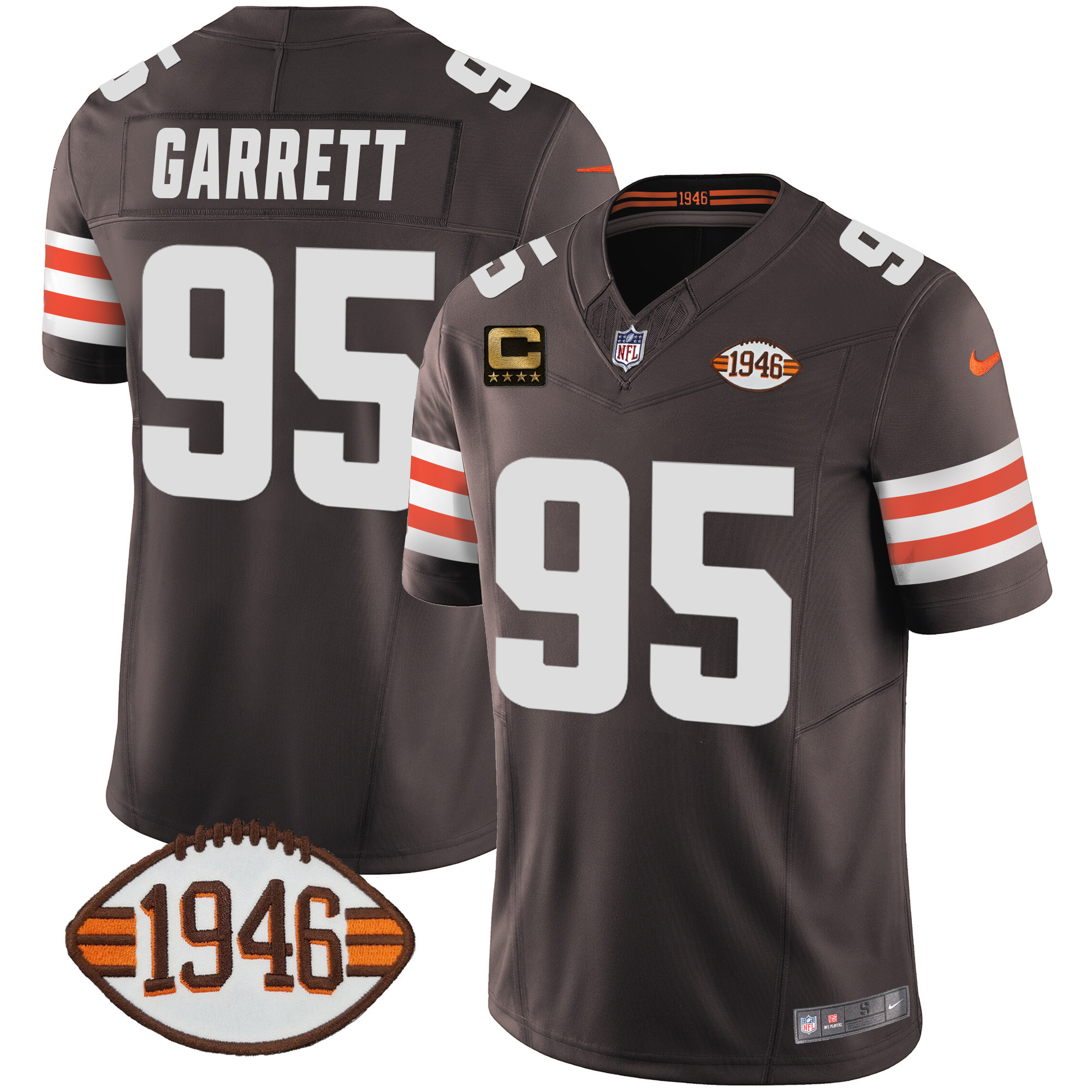 Myles Garrett Men's Cleveland Browns 1946 75th Anniversary Patch Jersey - All Stitched