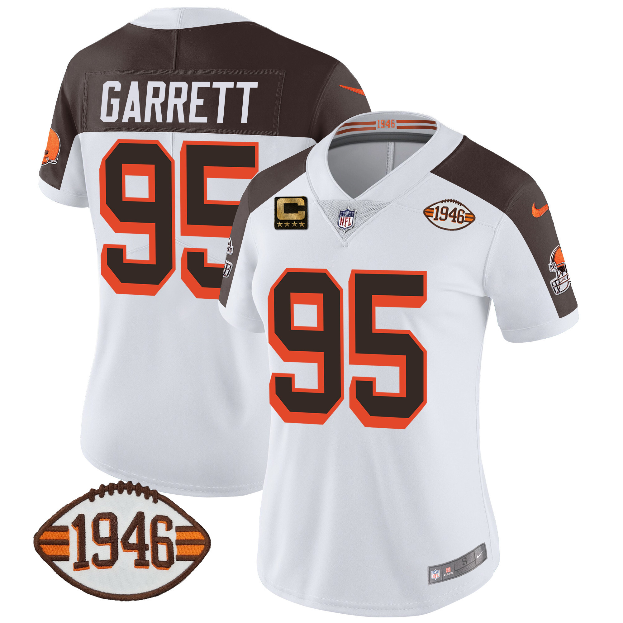 Myles Garrett Women's Cleveland Browns 1946 75th Anniversary Patch Inverted Jersey - All Stitched