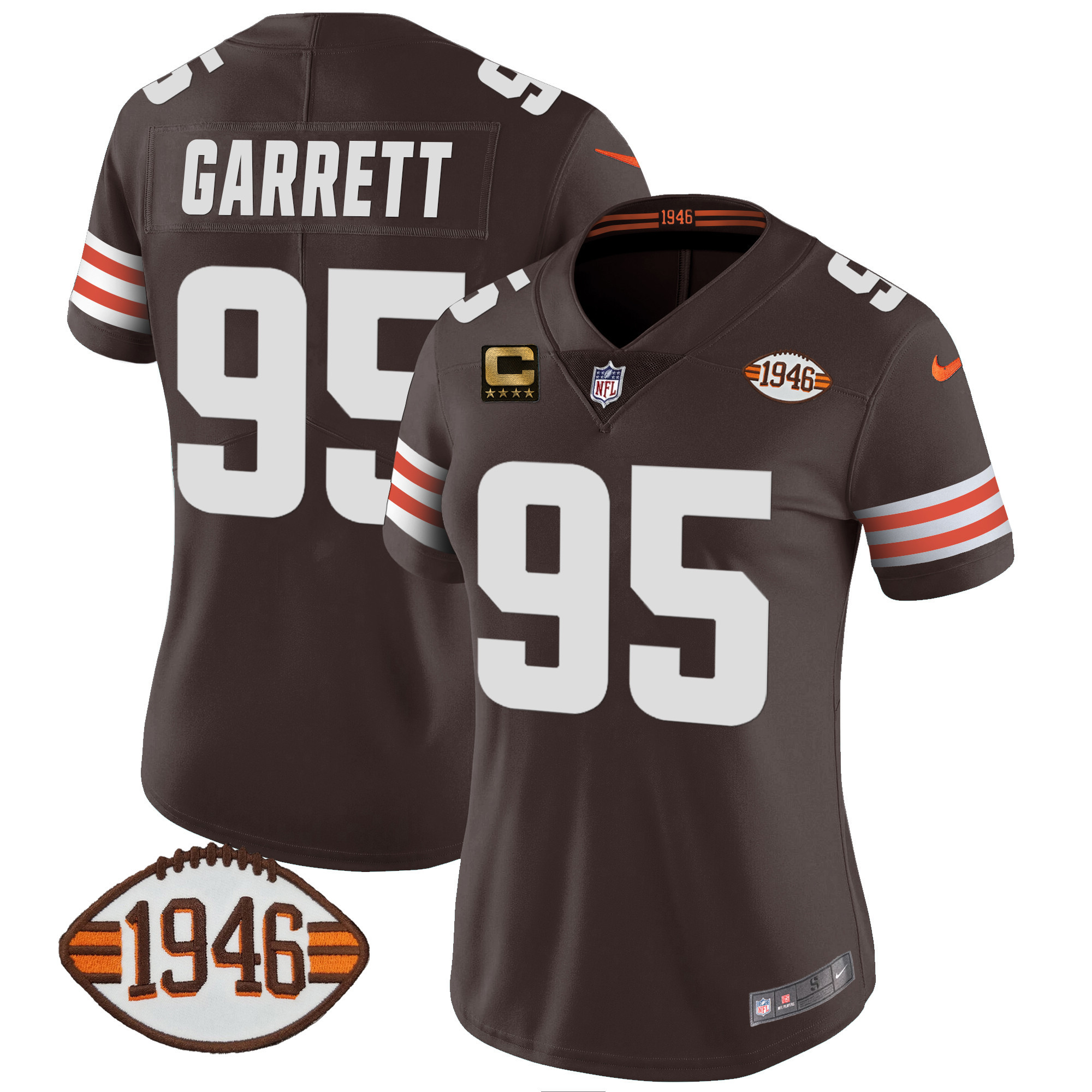 Myles Garrett Women's Cleveland Browns 1946 75th Anniversary Patch Jersey - All Stitched
