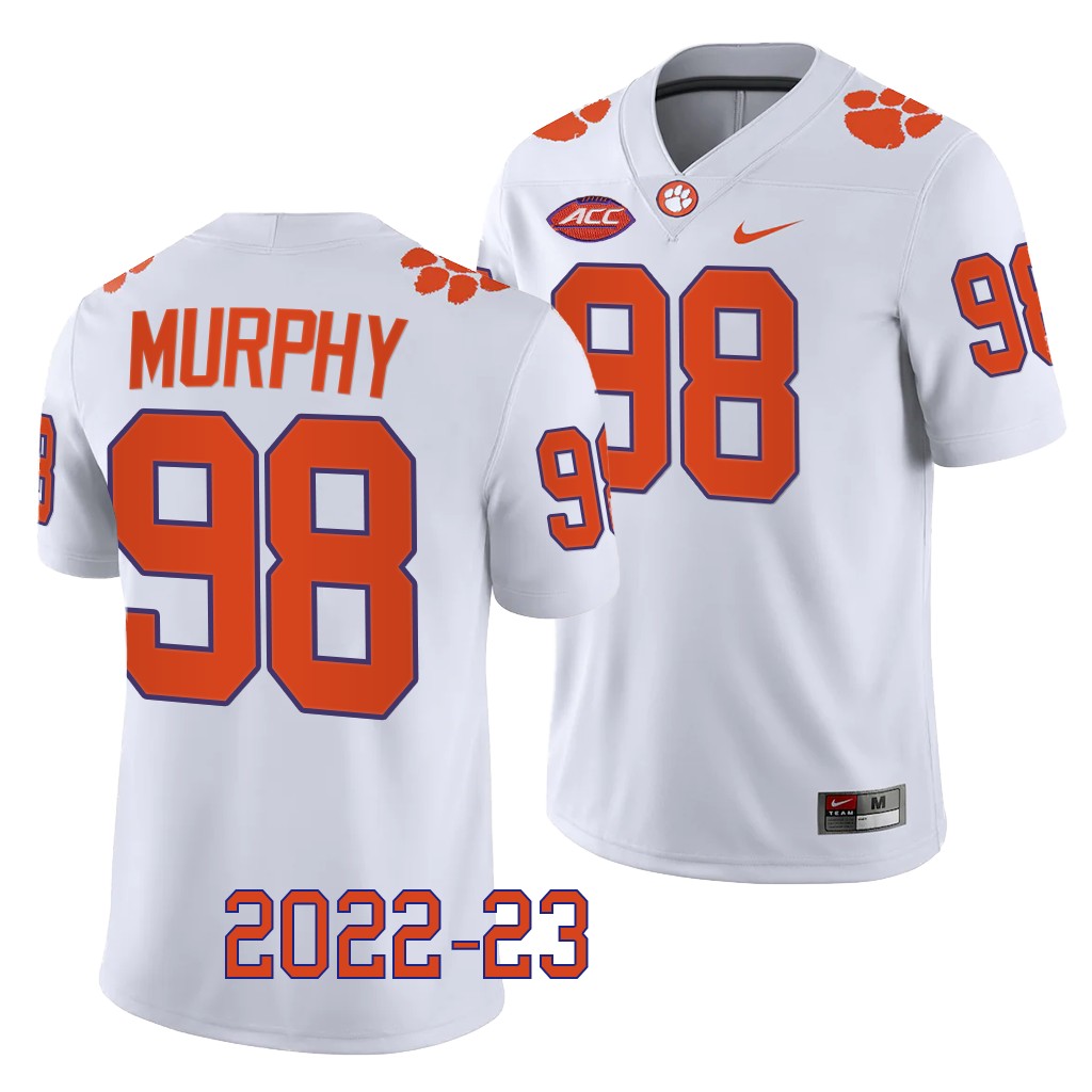 Myles Murphy Clemson Tigers #98 White Jersey 2022-23 College Men's Game Uniform