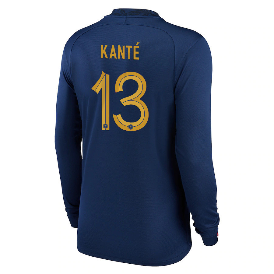 N_Golo Kante 13 France National Team 2022-23 Qatar World Cup- Home Men Long Sleeve Soccer Jersey