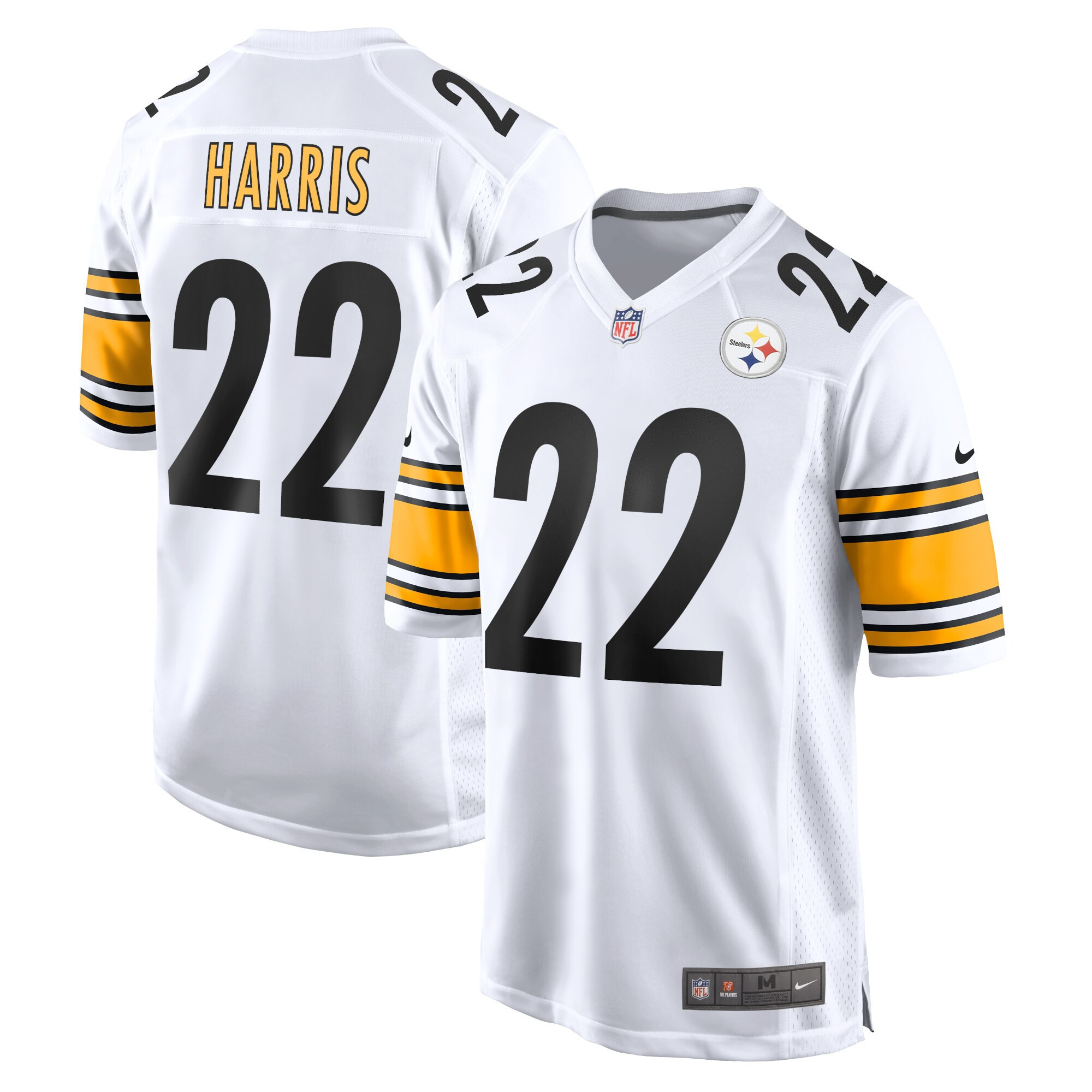 Najee Harris Men's Pittsburgh Steelers Game - White Jersey - All Stitched