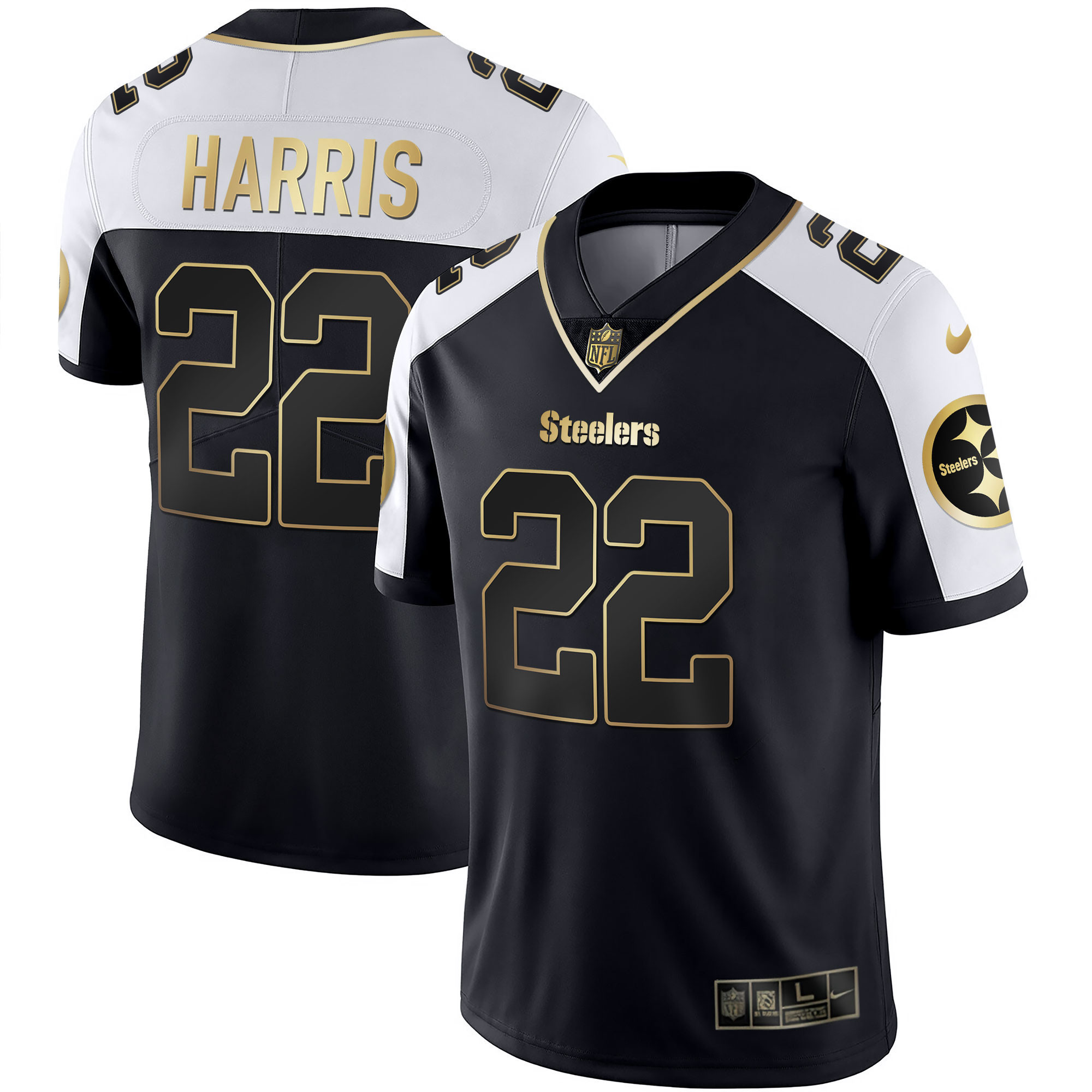 Najee Harris Men's Pittsburgh Steelers Gold & Split Alternate Jersey - All Stitched