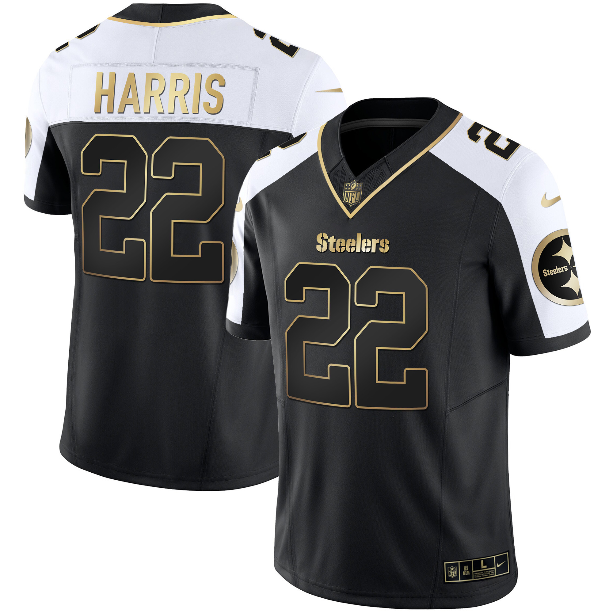 Najee Harris Men's Pittsburgh Steelers Gold Vapor Alternate Jersey - All Stitched
