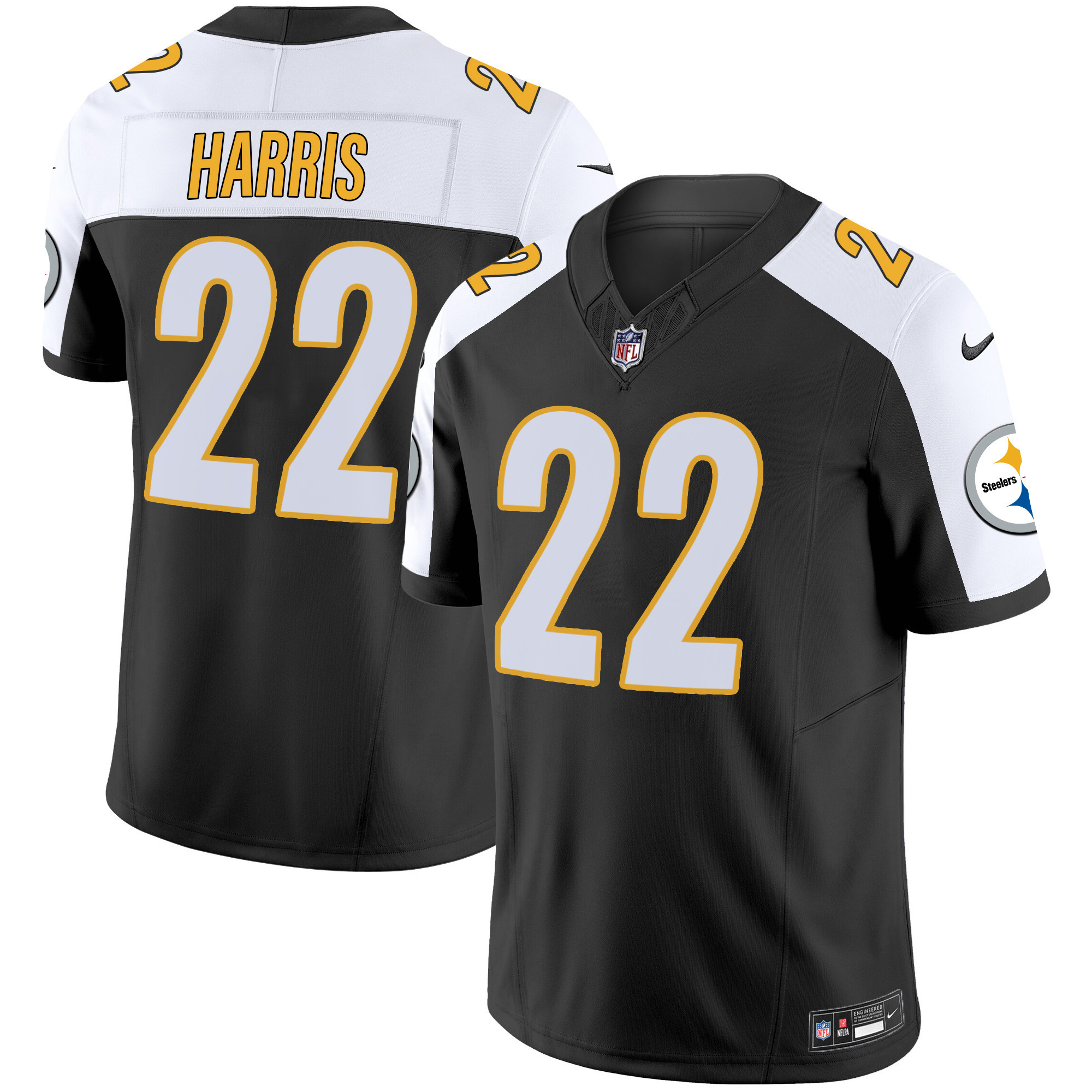 Najee Harris Men's Pittsburgh Steelers Vapor Limited V2 Black Alternate Jersey - All Stitched