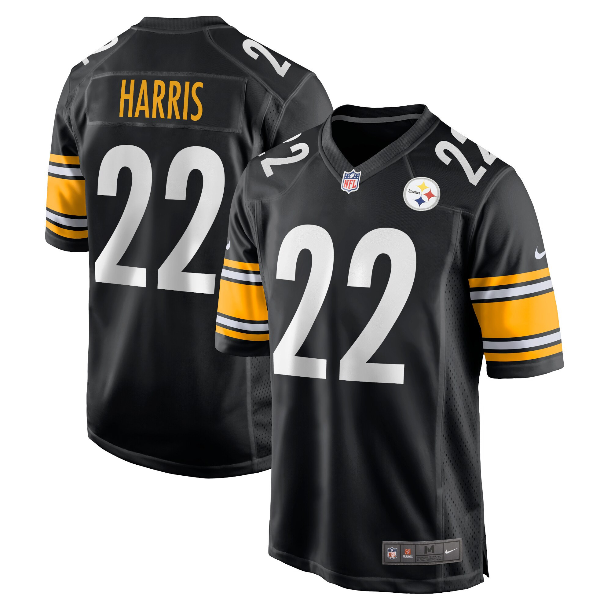 Najee Harris Pittsburgh Steelers 2022 NFL Draft First Round Pick Game - Black Jersey - All Stitched