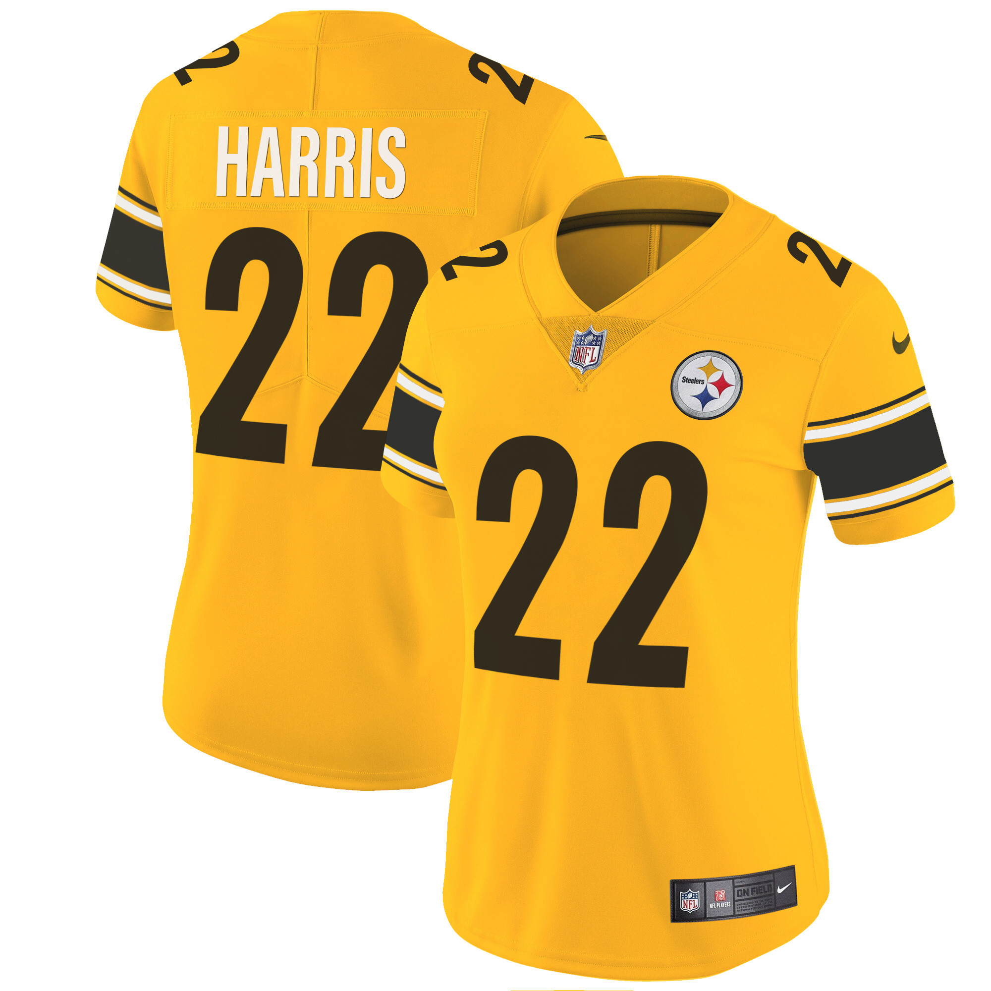 Najee Harris Women's Pittsburgh Steelers Vapor Limited Gold Jersey - All Stitched