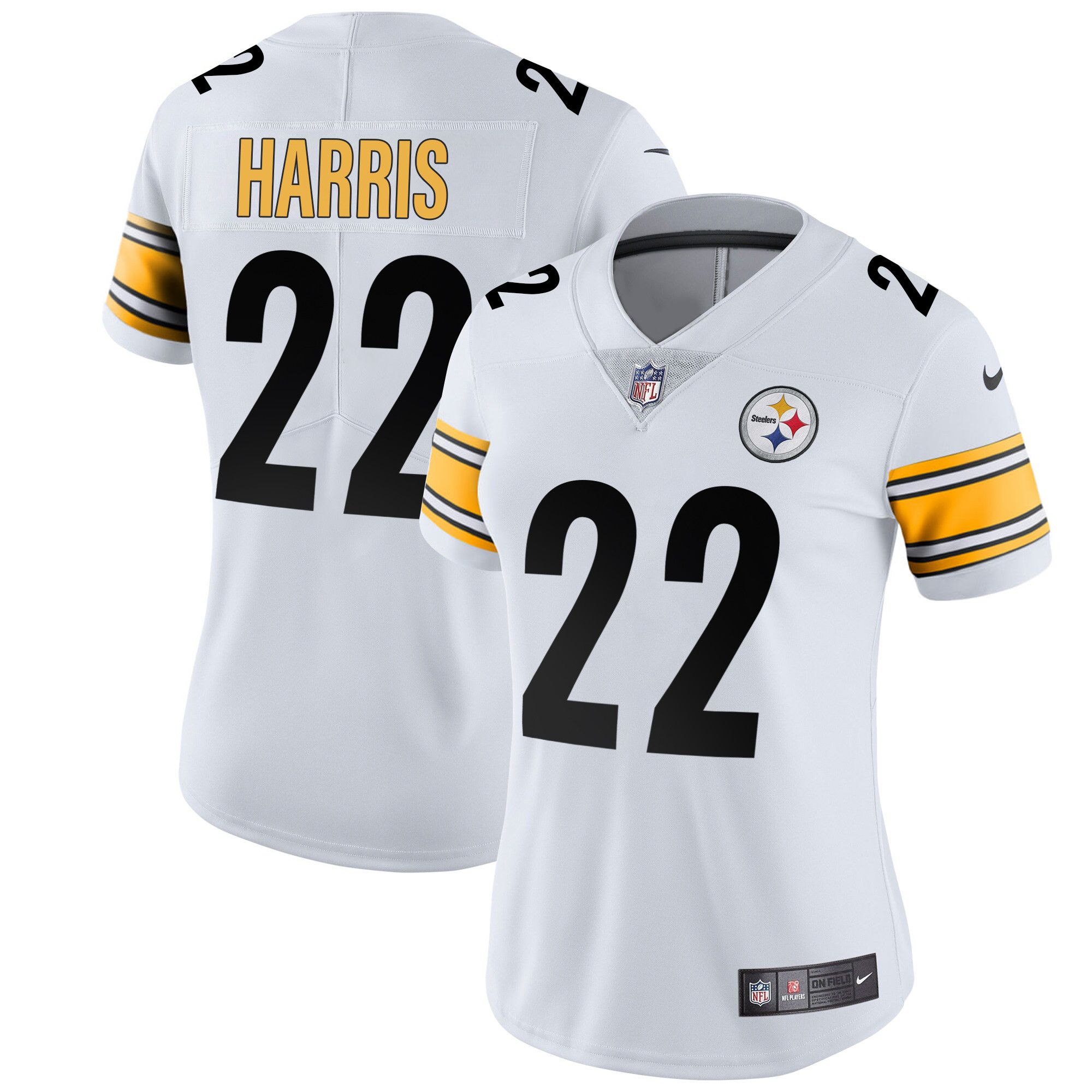 Najee Harris Women's Pittsburgh Steelers Vapor Limited White Jersey - All Stitched