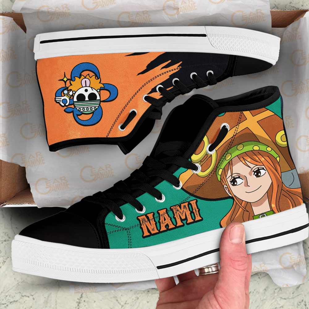 Nami High Top Shoes One Piece Red Custom Anime Sneakers